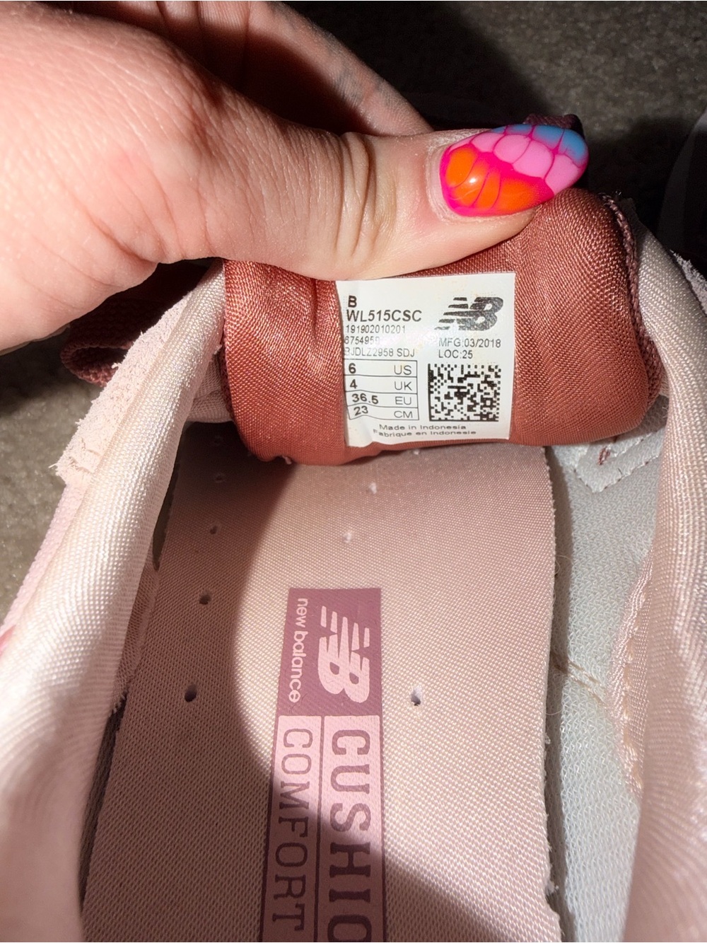 New Balance 515 Blush and Rose Pink Sneakers - Picture 4 of 5